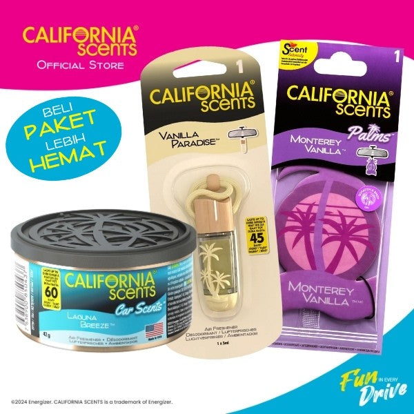 California Scents Paket Spillproof Laguna +Vial Vanilla+ Paper Vanilla