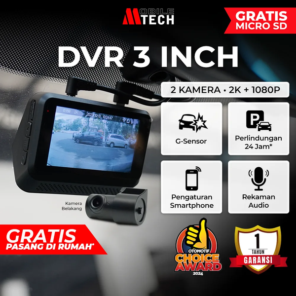 MobileTech Dashcam Mobil 2 Kamera DVR 3 INCH 1080p Parking Monitoring