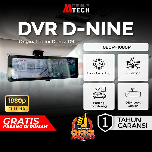 Dashcam MobileTech Kamera Mobil DENZA D-NINE set depan dan belakang rekaman 24 jam cctv sensor sony